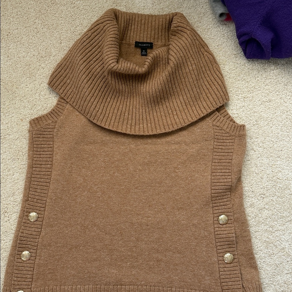 Talbots Camel Cowl Neck Sweater